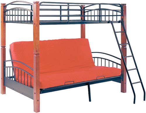 wood post futon bunk bed twin on top futon on bottom