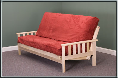 Mission Futon unfinish wooden with arms as bed 52 by 74